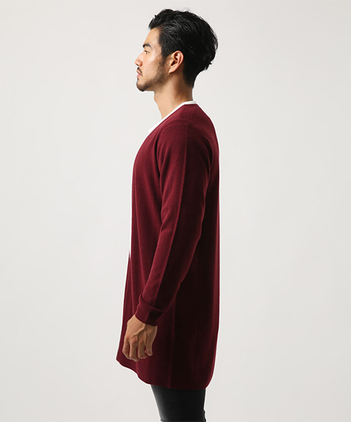 AZUL by moussy（アズールバイマウジー）の「ウォッシャブルニットトッパーカーデ（カーディガン/ボレロ・メンズ・ネイビー/ボルドー/杢グレー・SMALL/MEDIUM/LARGE/X-LARGE）」の16枚目の写真