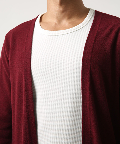 AZUL by moussy（アズールバイマウジー）の「ウォッシャブルニットトッパーカーデ（カーディガン/ボレロ・メンズ・ネイビー/ボルドー/杢グレー・SMALL/MEDIUM/LARGE/X-LARGE）」の7枚目の写真