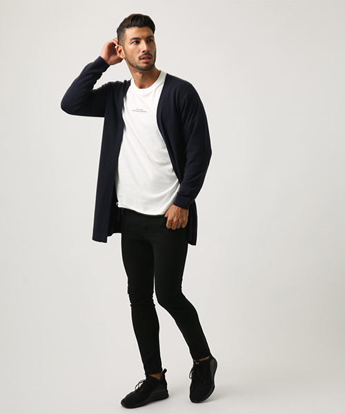 AZUL by moussy（アズールバイマウジー）の「ウォッシャブルニットトッパーカーデ（カーディガン/ボレロ・メンズ・ネイビー/ボルドー/杢グレー・SMALL/MEDIUM/LARGE/X-LARGE）」の5枚目の写真