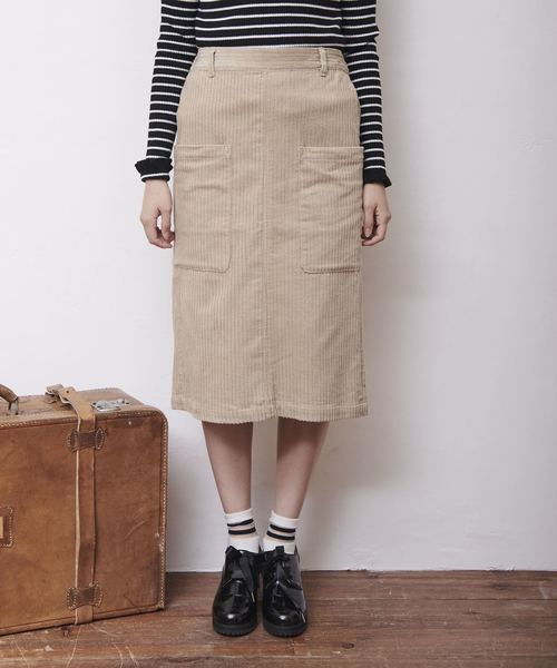 OLIVE des OLIVE（オリーブデオリーブ）の「ランダムコーデュロイ ナロースカート（スカート・レディース・ブラック/ベージュ/レッド/サックスブルー・FREE）」の7枚目の写真