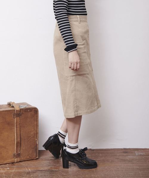OLIVE des OLIVE（オリーブデオリーブ）の「ランダムコーデュロイ ナロースカート（スカート・レディース・ブラック/ベージュ/レッド/サックスブルー・FREE）」の10枚目の写真