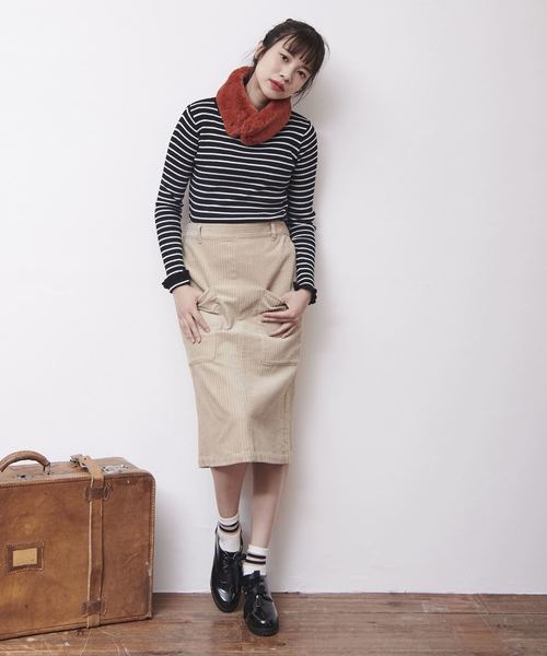 OLIVE des OLIVE（オリーブデオリーブ）の「ランダムコーデュロイ ナロースカート（スカート・レディース・ブラック/ベージュ/レッド/サックスブルー・FREE）」の15枚目の写真