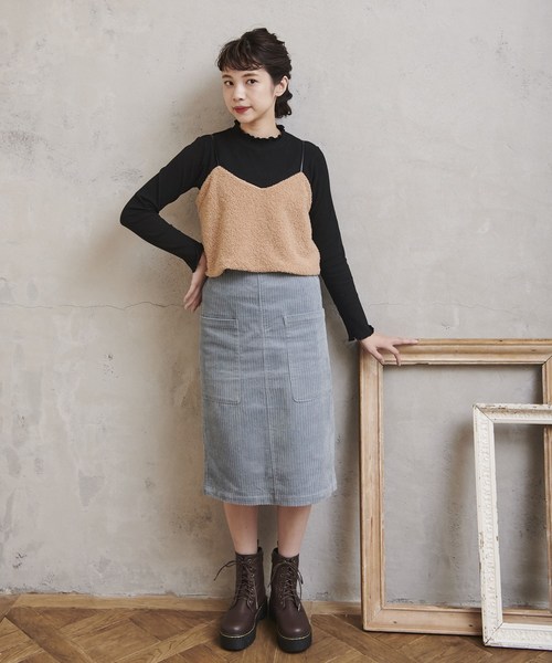 OLIVE des OLIVE（オリーブデオリーブ）の「ランダムコーデュロイ ナロースカート（スカート・レディース・ブラック/ベージュ/レッド/サックスブルー・FREE）」の18枚目の写真