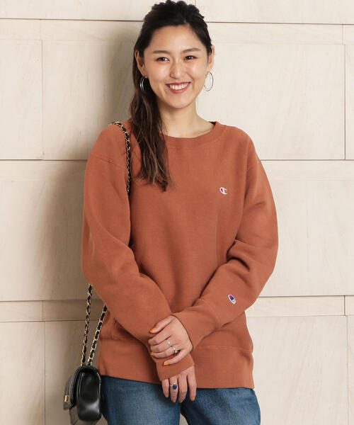 Champion(チャンピオン)の「【別注】<Champion(チャンピオン)>∴リバースウィーブスウェットプルオーバー 2 : о(スウェット・レディース・モカ/オフホワイト/ピンク・MEDIUM)」の3枚目の写真