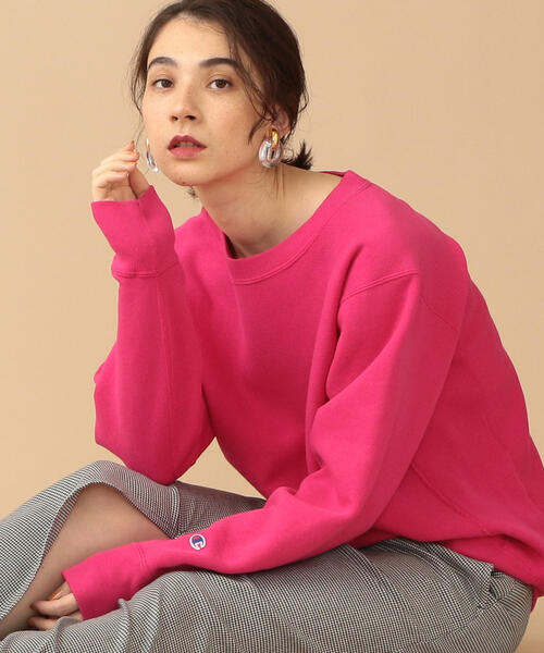 Champion(チャンピオン)の「【別注】<Champion(チャンピオン)>∴リバースウィーブスウェットプルオーバー 2 : о(スウェット・レディース・モカ/オフホワイト/ピンク・MEDIUM)」の11枚目の写真