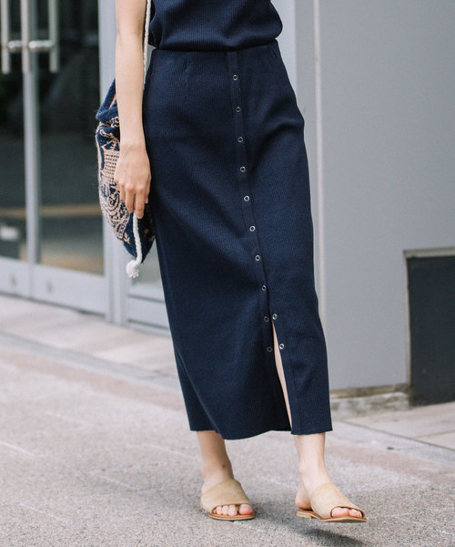 Munich（ミューニック）の「コットンリブジャージ2wayスカート【セットアップ可】（スカート・レディース・グレイッシュベージュ/ナチュラル/ネイビー/ライトブルー/ブラック・FREE）」の5枚目の写真