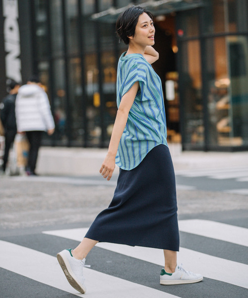 Munich（ミューニック）の「コットンリブジャージ2wayスカート【セットアップ可】（スカート・レディース・グレイッシュベージュ/ナチュラル/ネイビー/ライトブルー/ブラック・FREE）」の10枚目の写真