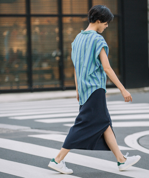 Munich（ミューニック）の「コットンリブジャージ2wayスカート【セットアップ可】（スカート・レディース・グレイッシュベージュ/ナチュラル/ネイビー/ライトブルー/ブラック・FREE）」の11枚目の写真