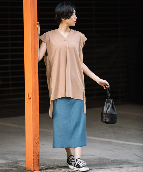 Munich（ミューニック）の「コットンリブジャージ2wayスカート【セットアップ可】（スカート・レディース・グレイッシュベージュ/ナチュラル/ネイビー/ライトブルー/ブラック・FREE）」の16枚目の写真