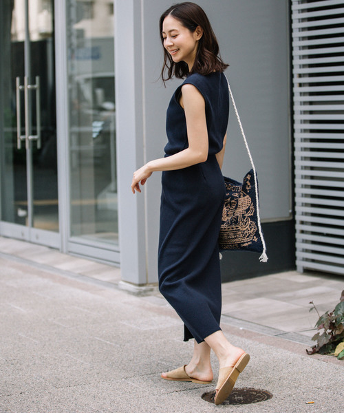 Munich（ミューニック）の「コットンリブジャージ2wayスカート【セットアップ可】（スカート・レディース・グレイッシュベージュ/ナチュラル/ネイビー/ライトブルー/ブラック・FREE）」の7枚目の写真