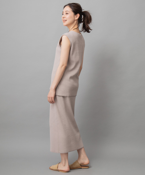 Munich（ミューニック）の「コットンリブジャージ2wayスカート【セットアップ可】（スカート・レディース・グレイッシュベージュ/ナチュラル/ネイビー/ライトブルー/ブラック・FREE）」の20枚目の写真