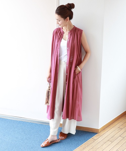 andme(アンドミー)の「麻レーヨンワイドパンツ(その他パンツ・レディース・ネイビー/レッド/カーキ/ライトブラウン/オートミール・M/L)」の13枚目の写真