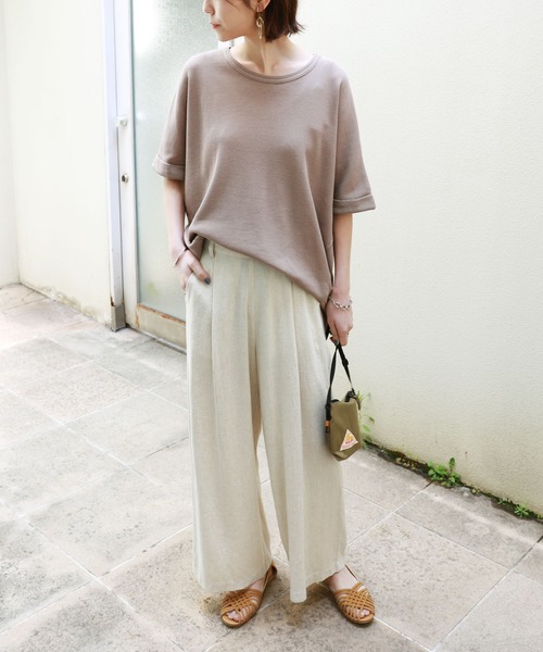 andme(アンドミー)の「麻レーヨンワイドパンツ(その他パンツ・レディース・ネイビー/レッド/カーキ/ライトブラウン/オートミール・M/L)」の11枚目の写真