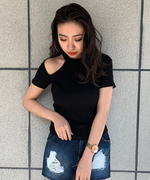 ENVYM | ショルダーカットアシメＴＯＰＳ(Tシャツ/カットソー)