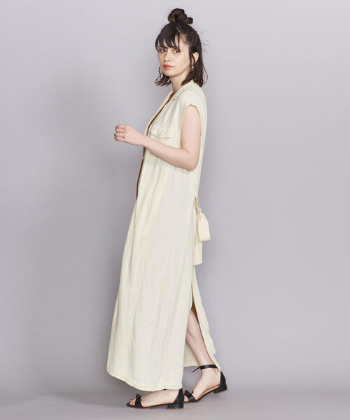 BEAUTY&YOUTH UNITED ARROWS（ビューティーアンドユースユナイテッドアローズ）の「BY サファリノースリーブワンピース（ワンピース・レディース・オフホワイト/ダークグレー・FREE）」の9枚目の写真