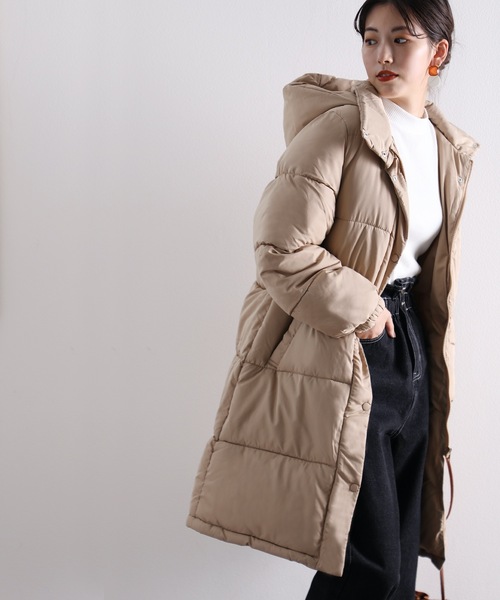 classicalelf(クラシカルエルフ)の「ロング丈ジップアップロングコート(ダウンジャケット/コート・レディース・アイボリー/モカ/ライトカーキ/パープル/レッド/ブルー/ブラック/ベージュ・LARGE/MEDIUM)」の5枚目の写真