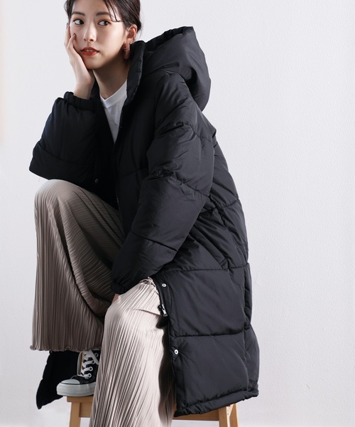 classicalelf(クラシカルエルフ)の「ロング丈ジップアップロングコート(ダウンジャケット/コート・レディース・アイボリー/モカ/ライトカーキ/パープル/レッド/ブルー/ブラック/ベージュ・LARGE/MEDIUM)」の20枚目の写真