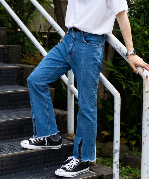 WEGO(ウィゴー)の「WEGO/センタースリットデニムパンツ(デニムパンツ・メンズ・ブラック/インディゴブルー・MEDIUM/LARGE)」の2枚目の写真