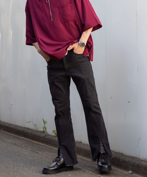 WEGO(ウィゴー)の「WEGO/センタースリットデニムパンツ(デニムパンツ・メンズ・ブラック/インディゴブルー・MEDIUM/LARGE)」の12枚目の写真