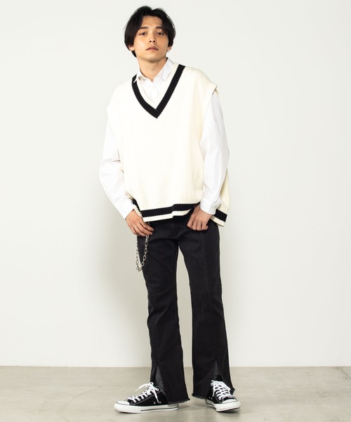 WEGO(ウィゴー)の「WEGO/センタースリットデニムパンツ(デニムパンツ・メンズ・ブラック/インディゴブルー・MEDIUM/LARGE)」の13枚目の写真