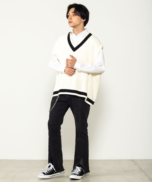 WEGO(ウィゴー)の「WEGO/センタースリットデニムパンツ(デニムパンツ・メンズ・ブラック/インディゴブルー・MEDIUM/LARGE)」の21枚目の写真