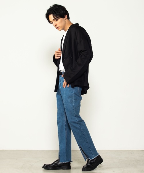 WEGO(ウィゴー)の「WEGO/センタースリットデニムパンツ(デニムパンツ・メンズ・ブラック/インディゴブルー・MEDIUM/LARGE)」の7枚目の写真