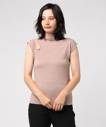 ミニウス/肩開きハイネックノースリタンクトップ/レディース ハイネック ノースリーブ タンクトップ 肩見せ