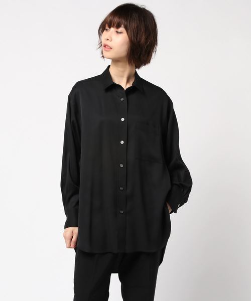 1er Arrondissement（プルミエアロンディスモン）の「アセテートヴィスコースツイルシャツ（シャツ/ブラウス・レディース・ブラック/ベージュ・FREE）」の2枚目の写真