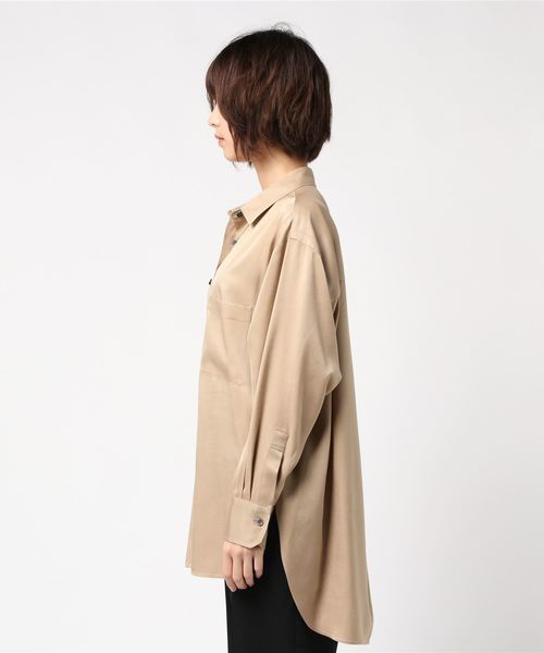 1er Arrondissement（プルミエアロンディスモン）の「アセテートヴィスコースツイルシャツ（シャツ/ブラウス・レディース・ブラック/ベージュ・FREE）」の3枚目の写真