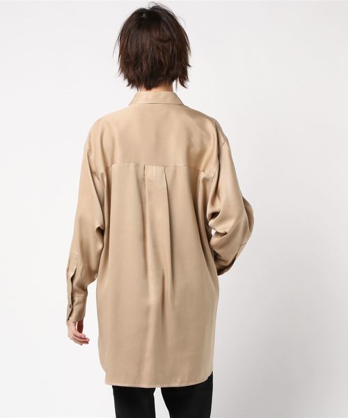 1er Arrondissement（プルミエアロンディスモン）の「アセテートヴィスコースツイルシャツ（シャツ/ブラウス・レディース・ブラック/ベージュ・FREE）」の4枚目の写真