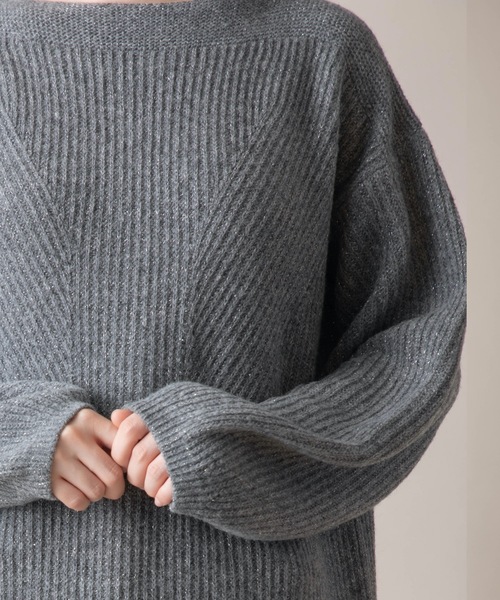 miniyu（ミニュウ）の「La SRIC/ラメボートネックワンピース（ワンピース・レディース・ベージュ/グレー/マスタード・38）」の12枚目の写真