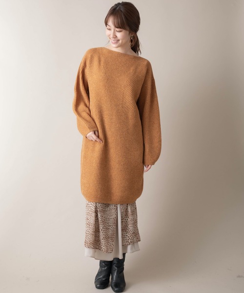 miniyu（ミニュウ）の「La SRIC/ラメボートネックワンピース（ワンピース・レディース・ベージュ/グレー/マスタード・38）」の13枚目の写真