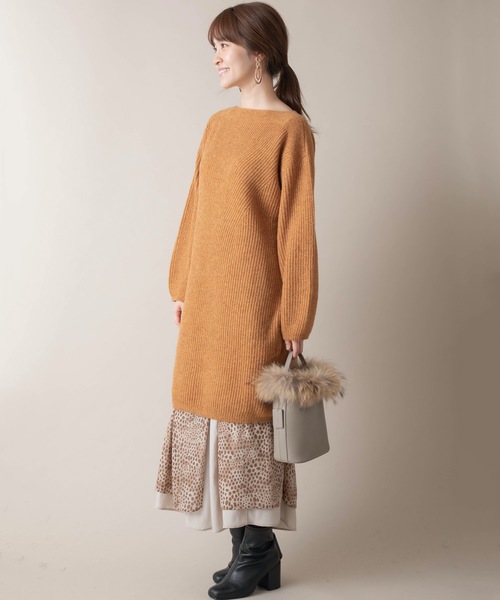 miniyu（ミニュウ）の「La SRIC/ラメボートネックワンピース（ワンピース・レディース・ベージュ/グレー/マスタード・38）」の15枚目の写真