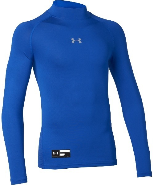 UNDER ARMOUR（アンダーアーマー）の「UAヒートギアアーマー コンプレッション ロングスリーブ モック シャツ（ベースボール/KIDS）（Tシャツ/カットソー・キッズ・ブラック/レッド/ネイビー/ロイヤルブルー/ホワイト・140cm/150cm/130cm/160cm）」の4枚目の写真