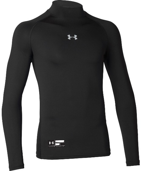 UNDER ARMOUR（アンダーアーマー）の「UAヒートギアアーマー コンプレッション ロングスリーブ モック シャツ（ベースボール/KIDS）（Tシャツ/カットソー・キッズ・ブラック/レッド/ネイビー/ロイヤルブルー/ホワイト・140cm/150cm/130cm/160cm）」の2枚目の写真