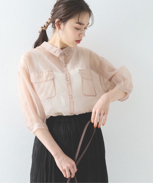 Heather（ヘザー）の「オーガンジーシアーシャツ　892133（シャツ/ブラウス・レディース・ホワイト/ブラック/グレー系その他/ベージュ系その他/ピンク系その他/ライトベージュ/グリーン系その他5・FREE）」の5枚目の写真