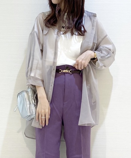 Heather（ヘザー）の「オーガンジーシアーシャツ　892133（シャツ/ブラウス・レディース・ホワイト/ブラック/グレー系その他/ベージュ系その他/ピンク系その他/ライトベージュ/グリーン系その他5・FREE）」の6枚目の写真