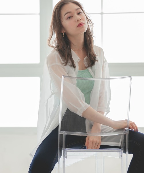 Heather（ヘザー）の「オーガンジーシアーシャツ　892133（シャツ/ブラウス・レディース・ホワイト/ブラック/グレー系その他/ベージュ系その他/ピンク系その他/ライトベージュ/グリーン系その他5・FREE）」の8枚目の写真