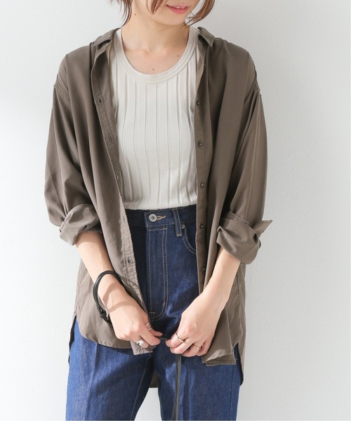 SLOBE IENA(スローブイエナ)の「ウォッシャブルレーヨンベーシックシャツ【手洗い可能】◆(シャツ/ブラウス・レディース・ブラウン/ベージュ・FREE)」の19枚目の写真