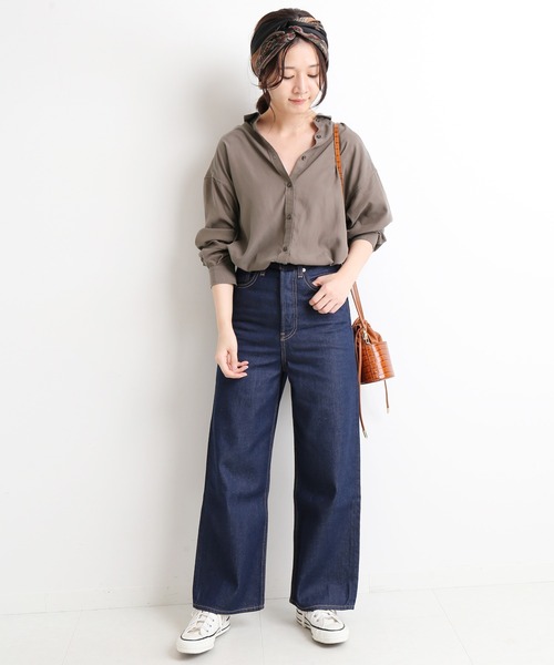 SLOBE IENA(スローブイエナ)の「ウォッシャブルレーヨンベーシックシャツ【手洗い可能】◆(シャツ/ブラウス・レディース・ブラウン/ベージュ・FREE)」の22枚目の写真