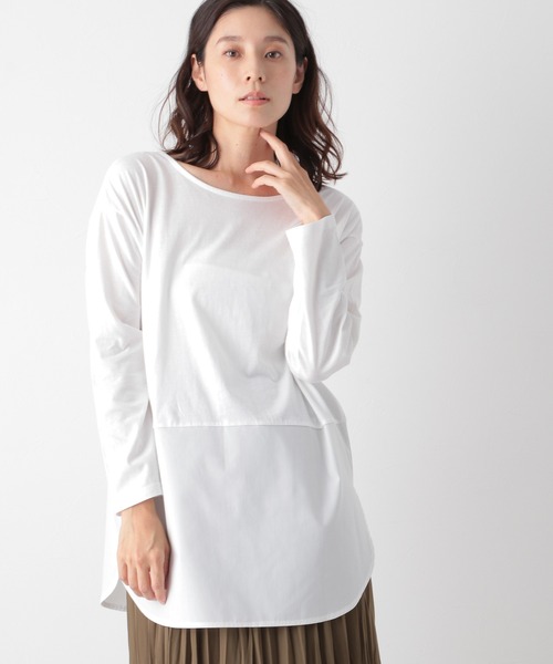 LEPSIM（レプシィム）の「2WAYレイヤードカットソー　897726（Tシャツ/カットソー・レディース・チャコールグレー/オフホワイト/グレイッシュベージュ・MEDIUM/LARGE）」の5枚目の写真