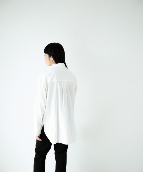 yuw（ユウ）の「エリフリルシャツ　922958（シャツ/ブラウス・レディース・ブラック/オフホワイト/ストライプ・FREE）」の11枚目の写真