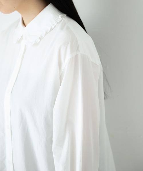 yuw（ユウ）の「エリフリルシャツ　922958（シャツ/ブラウス・レディース・ブラック/オフホワイト/ストライプ・FREE）」の7枚目の写真