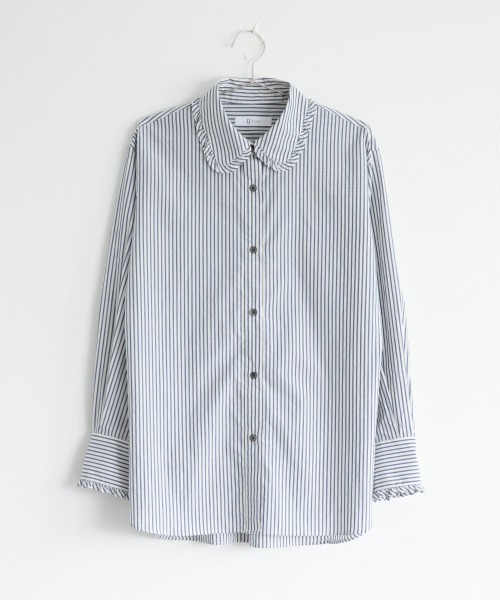 yuw（ユウ）の「エリフリルシャツ　922958（シャツ/ブラウス・レディース・ブラック/オフホワイト/ストライプ・FREE）」の20枚目の写真