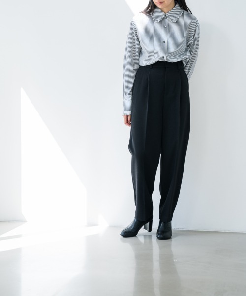 yuw（ユウ）の「エリフリルシャツ　922958（シャツ/ブラウス・レディース・ブラック/オフホワイト/ストライプ・FREE）」の14枚目の写真