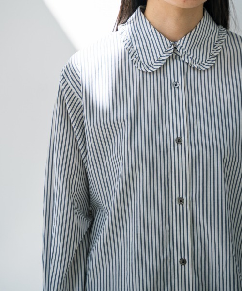 yuw（ユウ）の「エリフリルシャツ　922958（シャツ/ブラウス・レディース・ブラック/オフホワイト/ストライプ・FREE）」の16枚目の写真