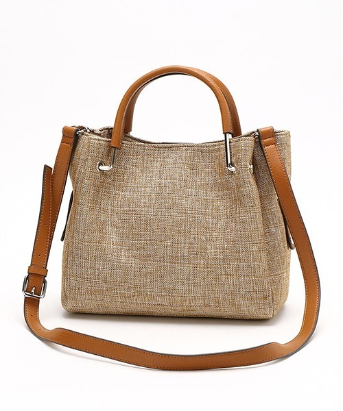 MONO　COMME CA（モノコムサ）の「ポーチ付き リネンライク ５Wayバッグ（ハンドバッグ・レディース・ブラウン/ベージュ・FREE）」の7枚目の写真