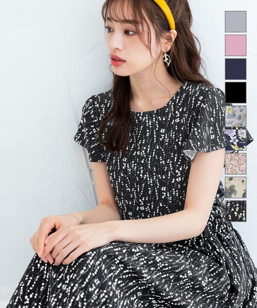 Tiaclasse ティアクラッセ のファッション 大人上品なフレンチフレア袖ワンピース ワンピース ワンピース 洗える