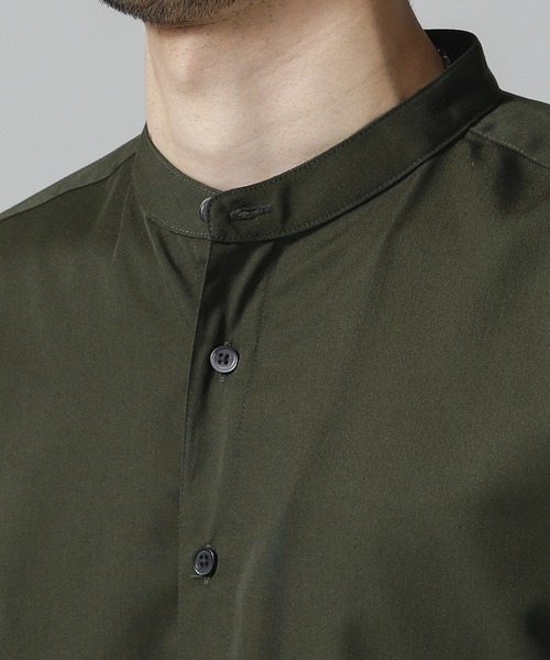 NANO universe（ナノユニバース）の「エントリーバンドカラーシャツ/７分袖（シャツ/ブラウス・メンズ・カーキ/ホワイト/ブラック・MEDIUM/LARGE/SMALL）」の6枚目の写真