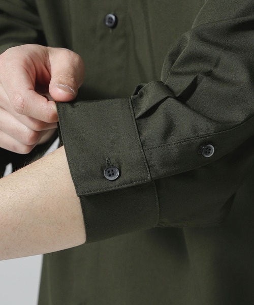 NANO universe（ナノユニバース）の「エントリーバンドカラーシャツ/７分袖（シャツ/ブラウス・メンズ・カーキ/ホワイト/ブラック・MEDIUM/LARGE/SMALL）」の10枚目の写真